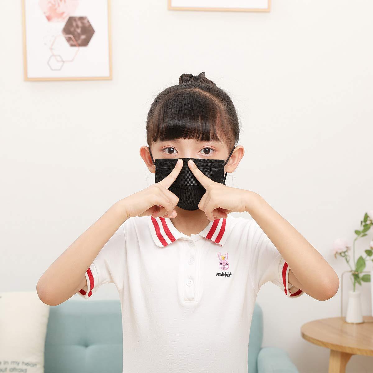 Mascarilla desechable negra para niños 50 piezas 3 capas