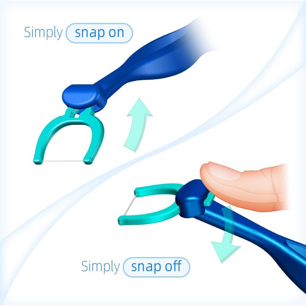 Kit de Hilo Dental T.Smile NoFuss, Mango Largo y 100 Repuestos