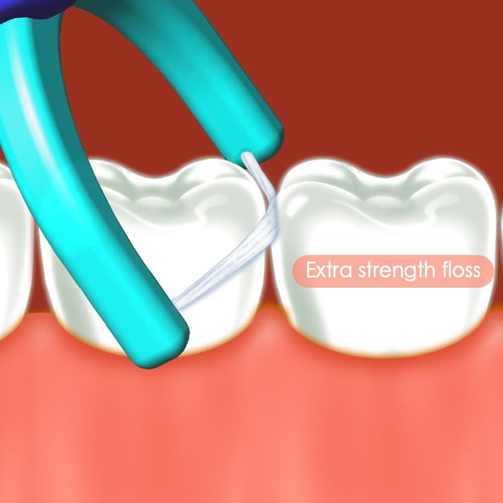 Kit de Hilo Dental T.Smile NoFuss, Mango Largo y 100 Repuestos