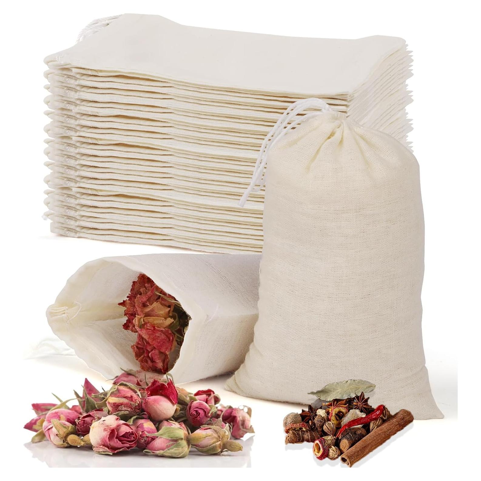 60 Bolsas de Muselina Natural Hoiny 10x7.6 cm para Especias