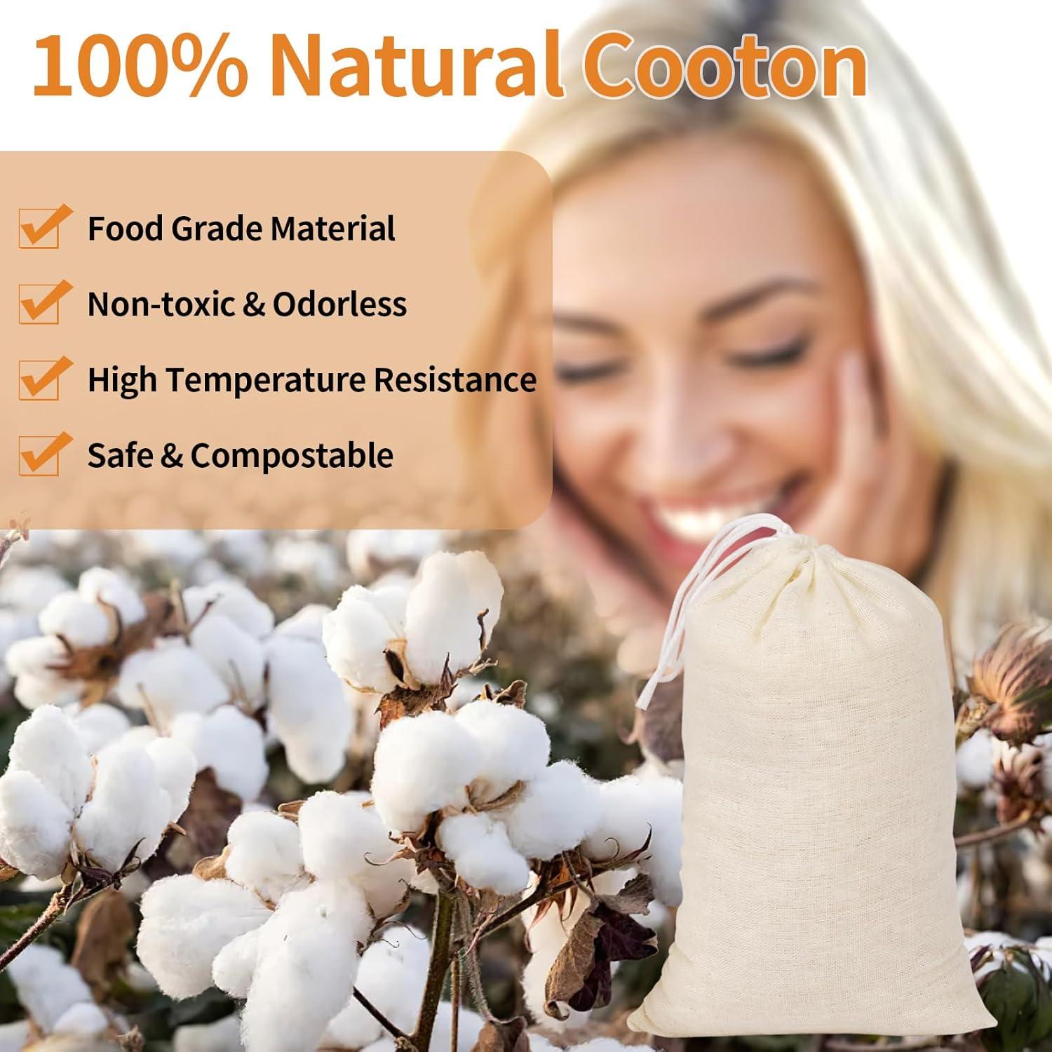 60 Bolsas de Muselina Natural Hoiny 10x7.6 cm para Especias