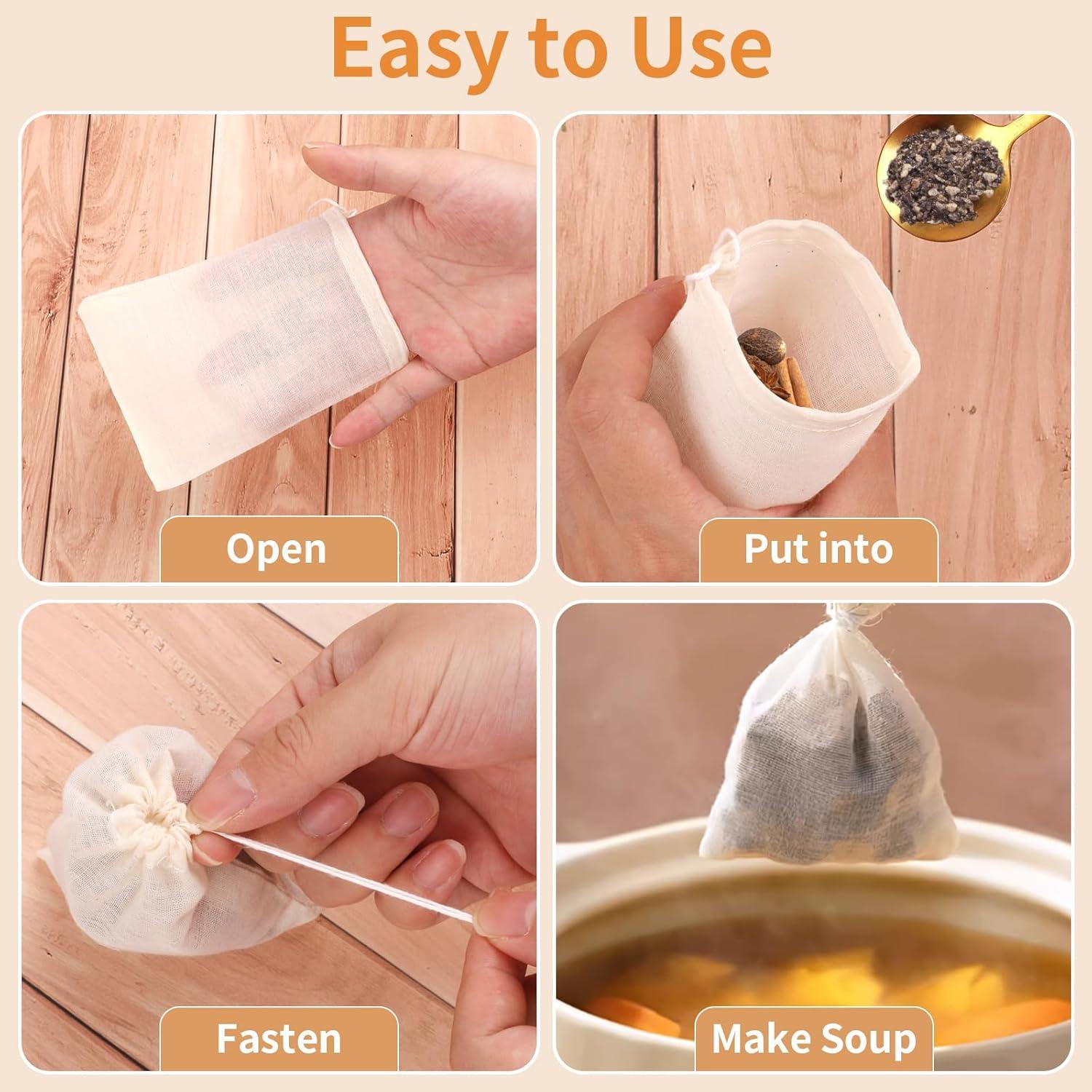 60 Bolsas de Muselina Natural Hoiny 10x7.6 cm para Especias