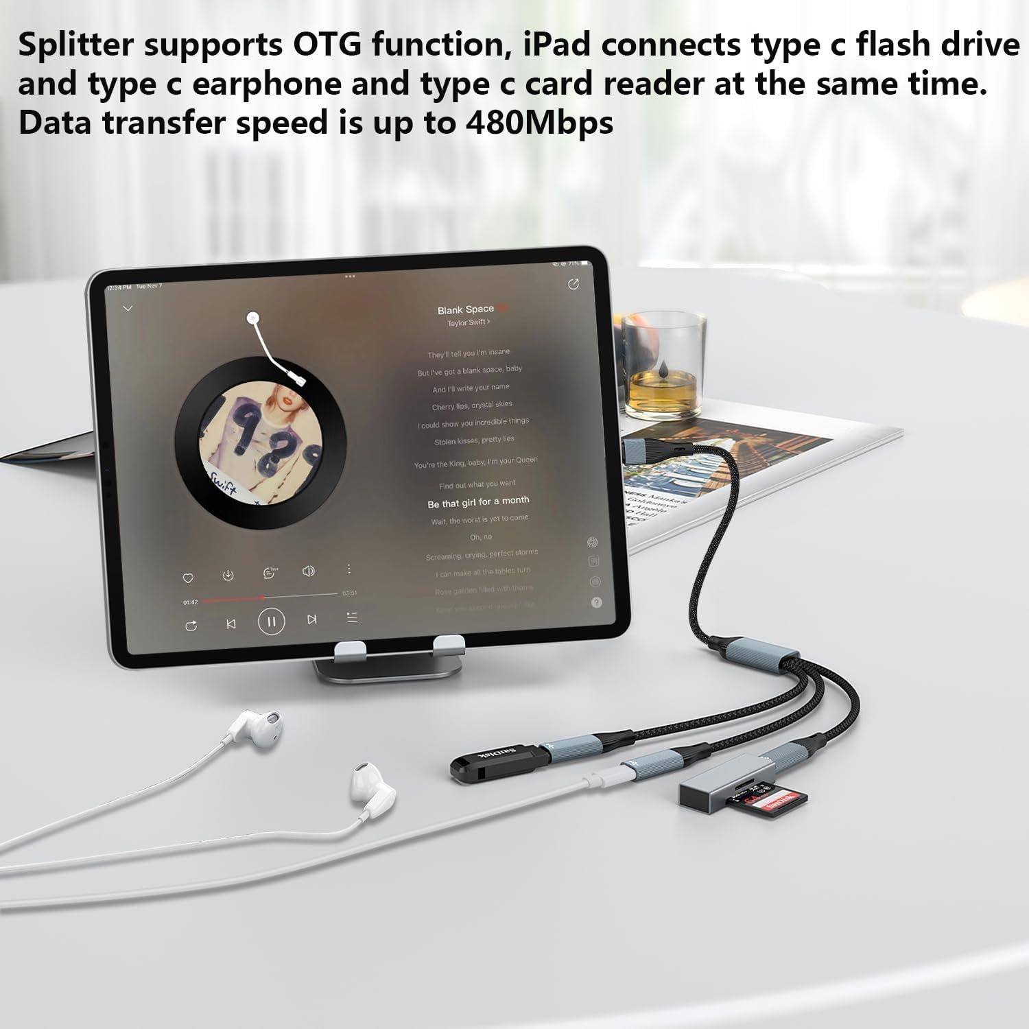 Divisor USB C a 3 USB C hembra Azddur - Compatible con iPad y MacBook