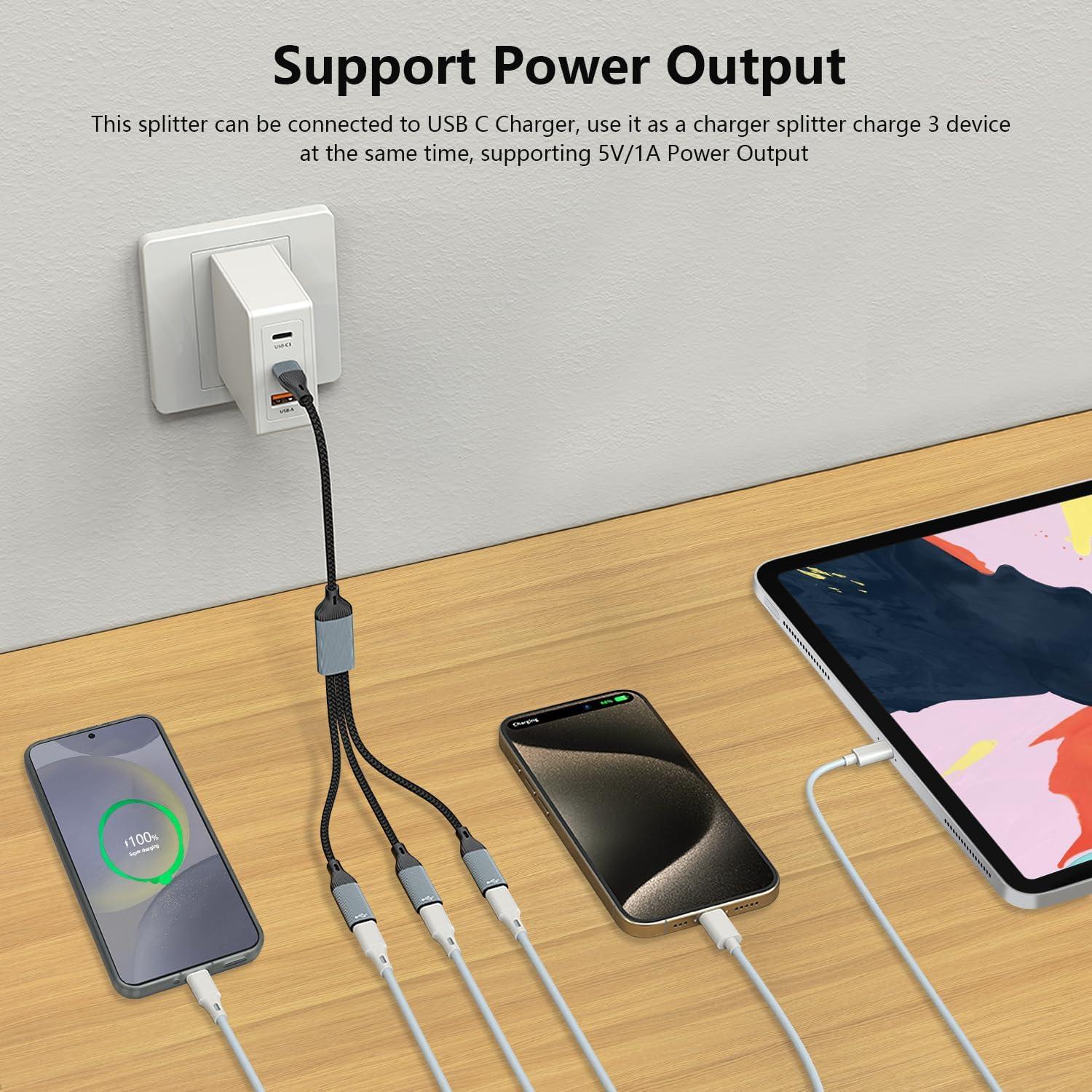 Divisor USB C a 3 USB C hembra Azddur - Compatible con iPad y MacBook