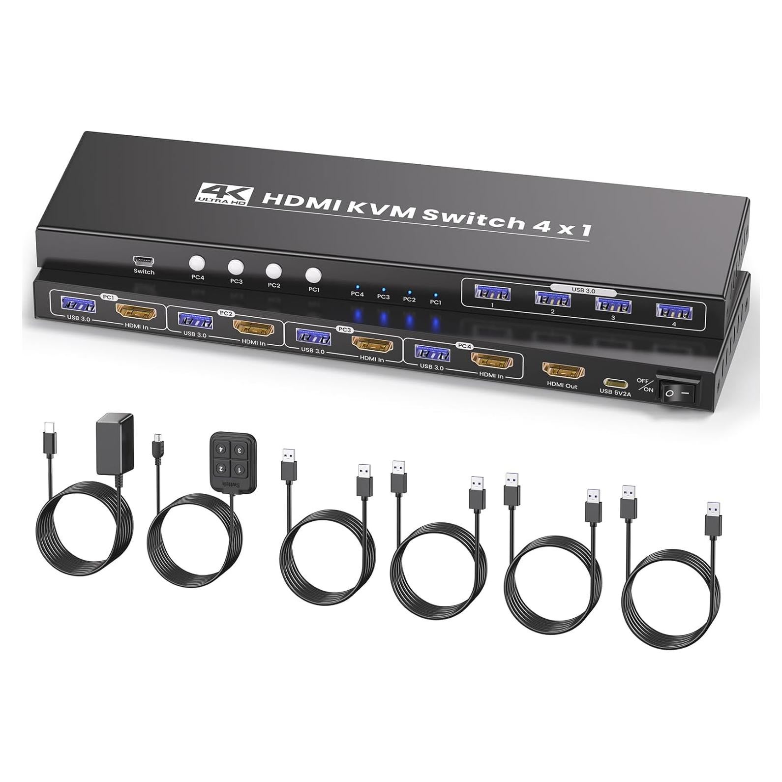 Interruptor KVM HDMI 4 Puertos Scyniney 4K@60Hz USB 3.0