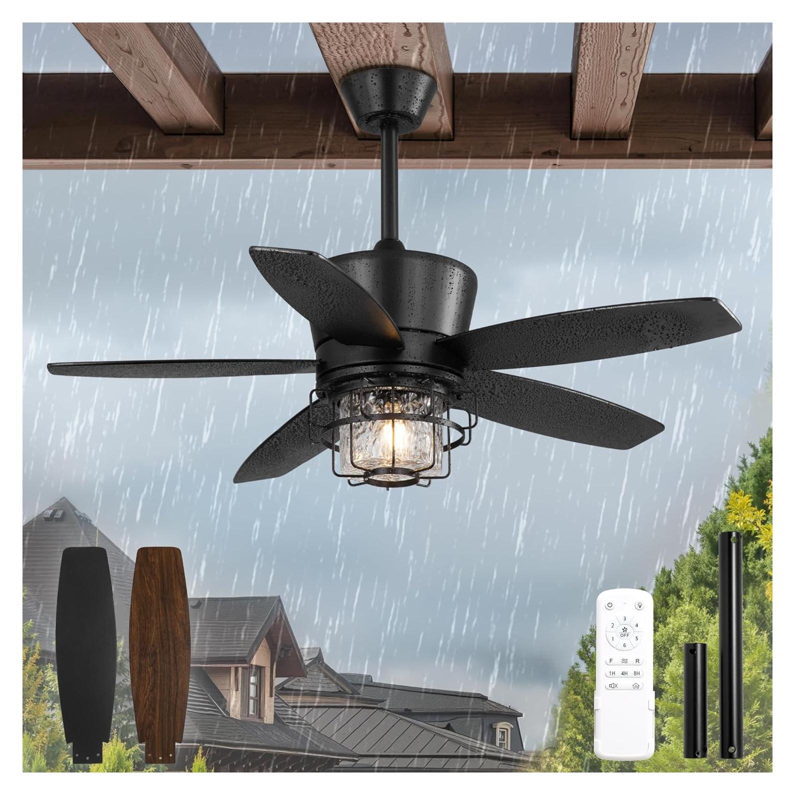 Ventilador de Techo Exterior Fanbulous 42" Negro IP65 Control Remoto