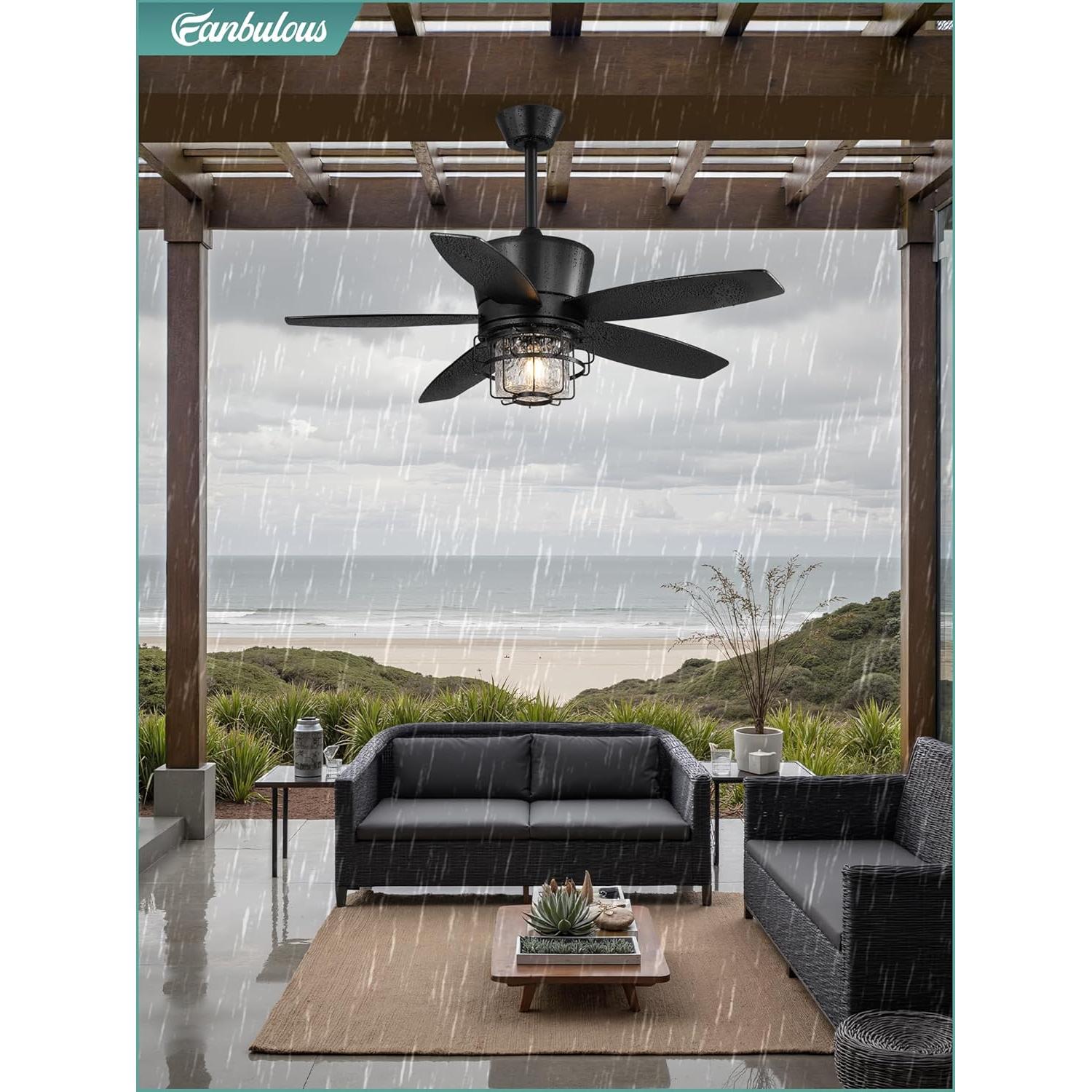 Ventilador de Techo Exterior Fanbulous 42" Negro IP65 Control Remoto