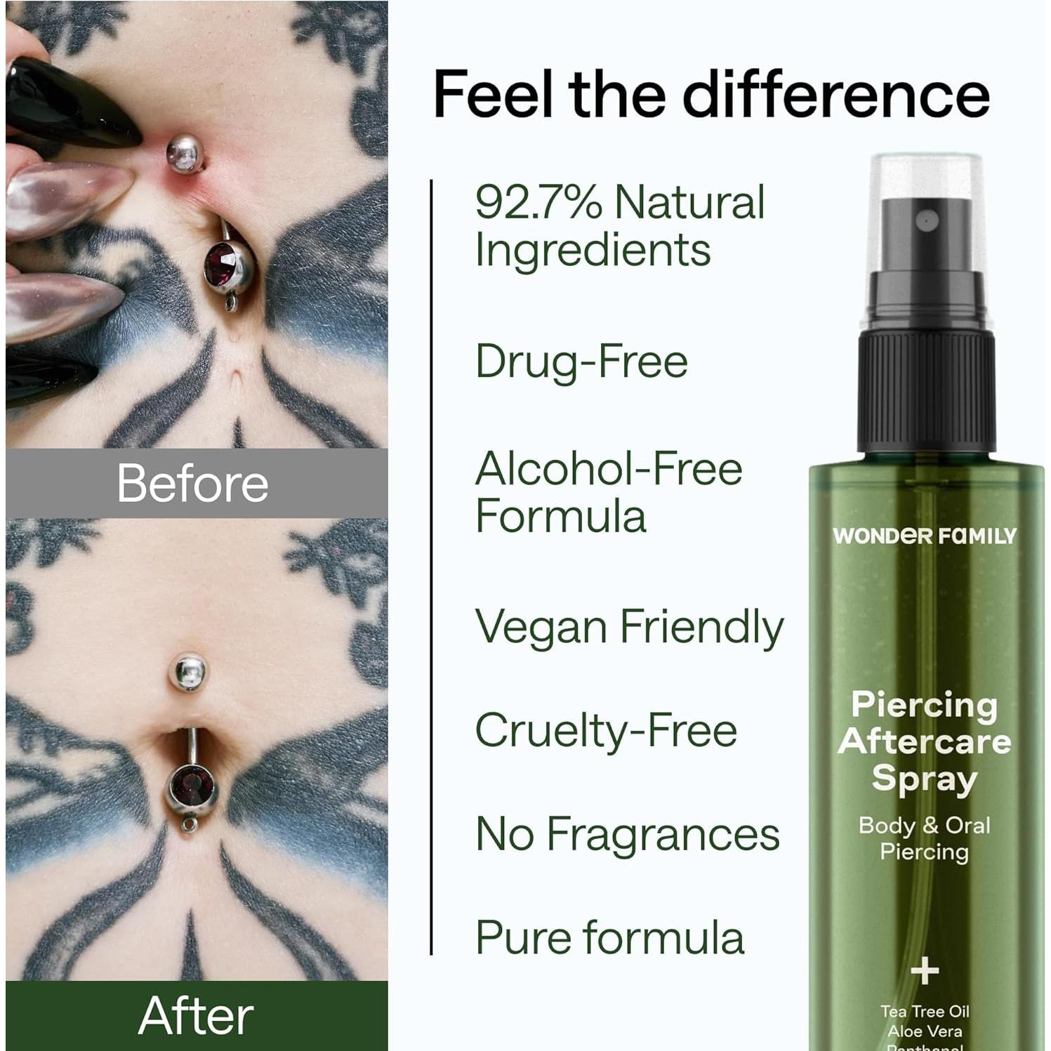 Spray Salino para Piercings WONDER FAMILY 181g - Cuidado y Limpieza