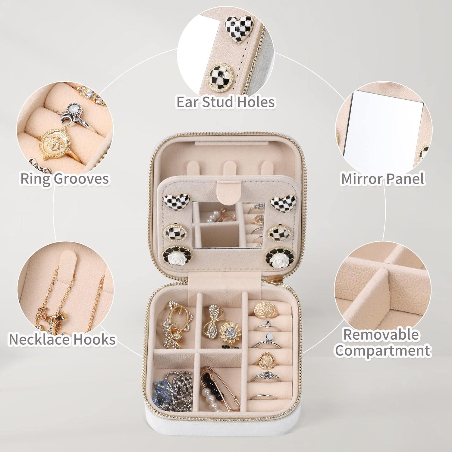 Caja de Joyería Portátil Dajasan Beige Terciopelo 10x10cm