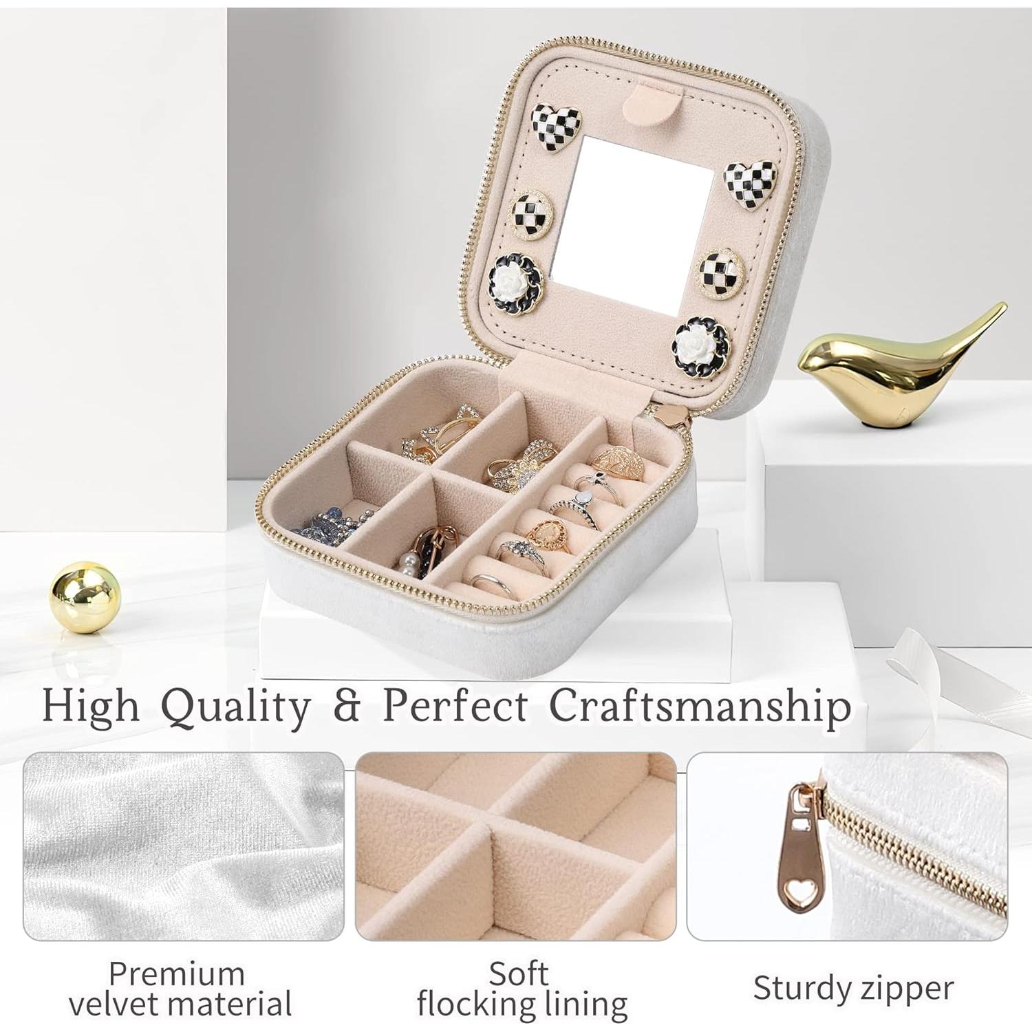 Caja de Joyería Portátil Dajasan Beige Terciopelo 10x10cm