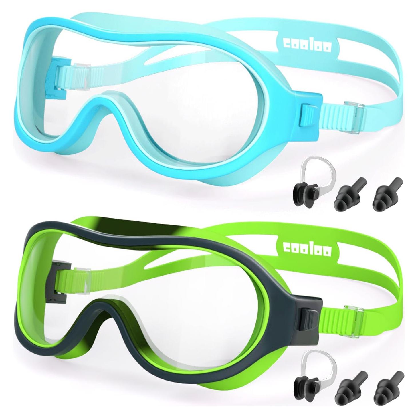 Gafas de natación COOLOO para niños 6-16 años, 2 pares, anti-vaho UV