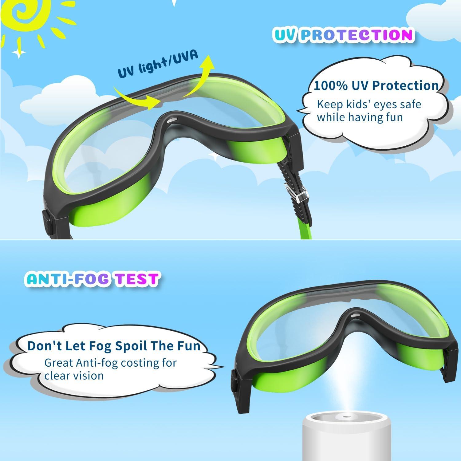 Gafas de natación COOLOO para niños 6-16 años, 2 pares, anti-vaho UV