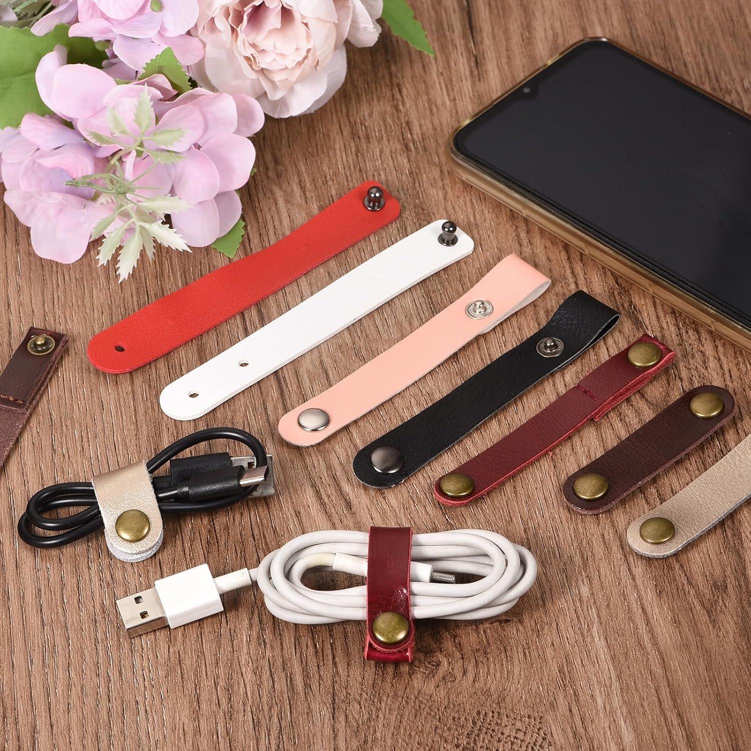 Organizador de Cables de Cuero MECCANIXITY 8 Pcs 63x16mm Negro