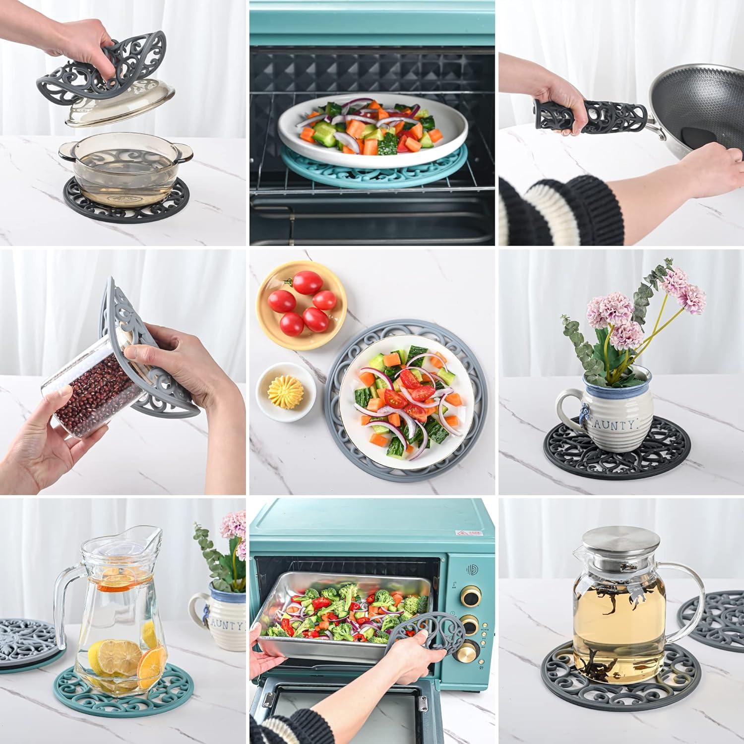 Juego de 3 Trivetes de Silicona Nstezrne Negros 20x20 cm