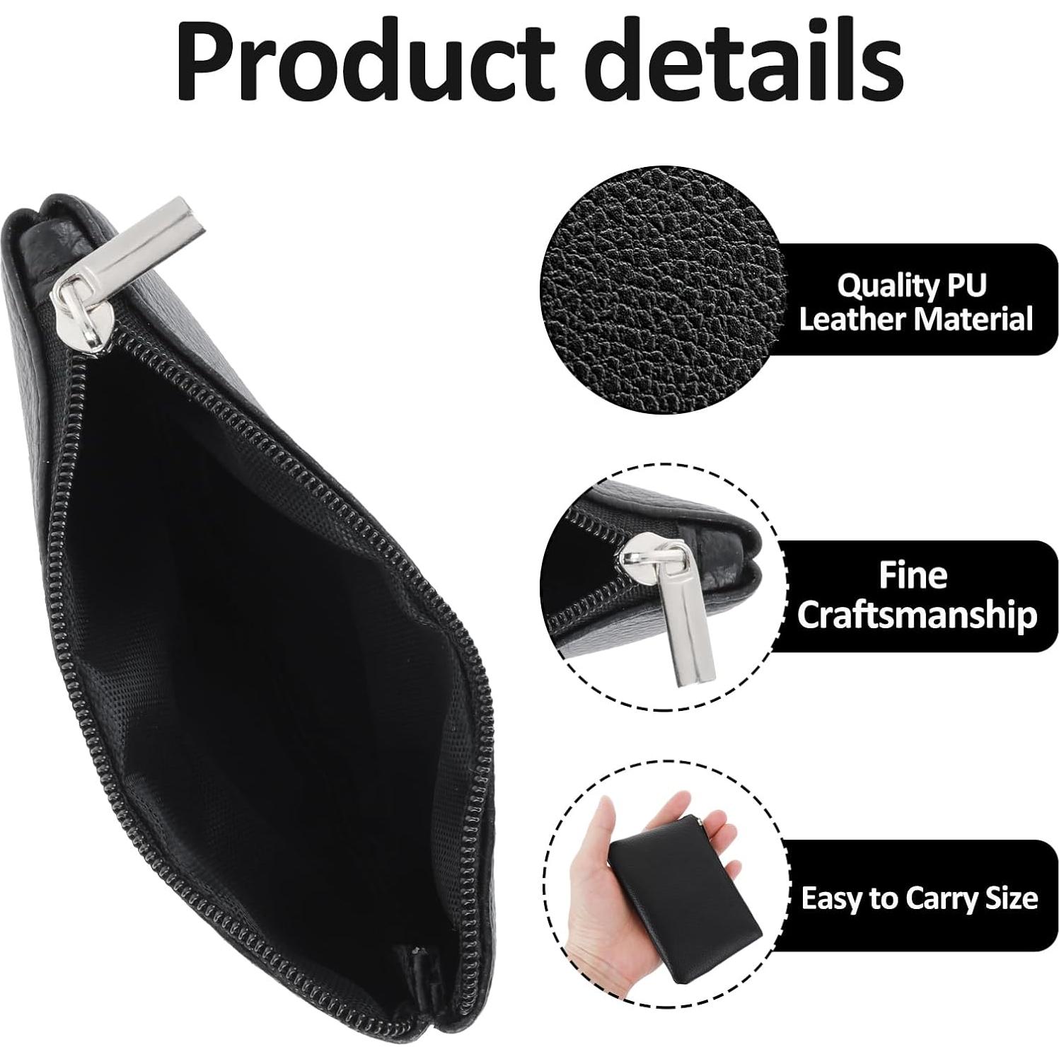 Monedero de Cuero Simarro con Cremallera - Set de 3 Piezas Negro