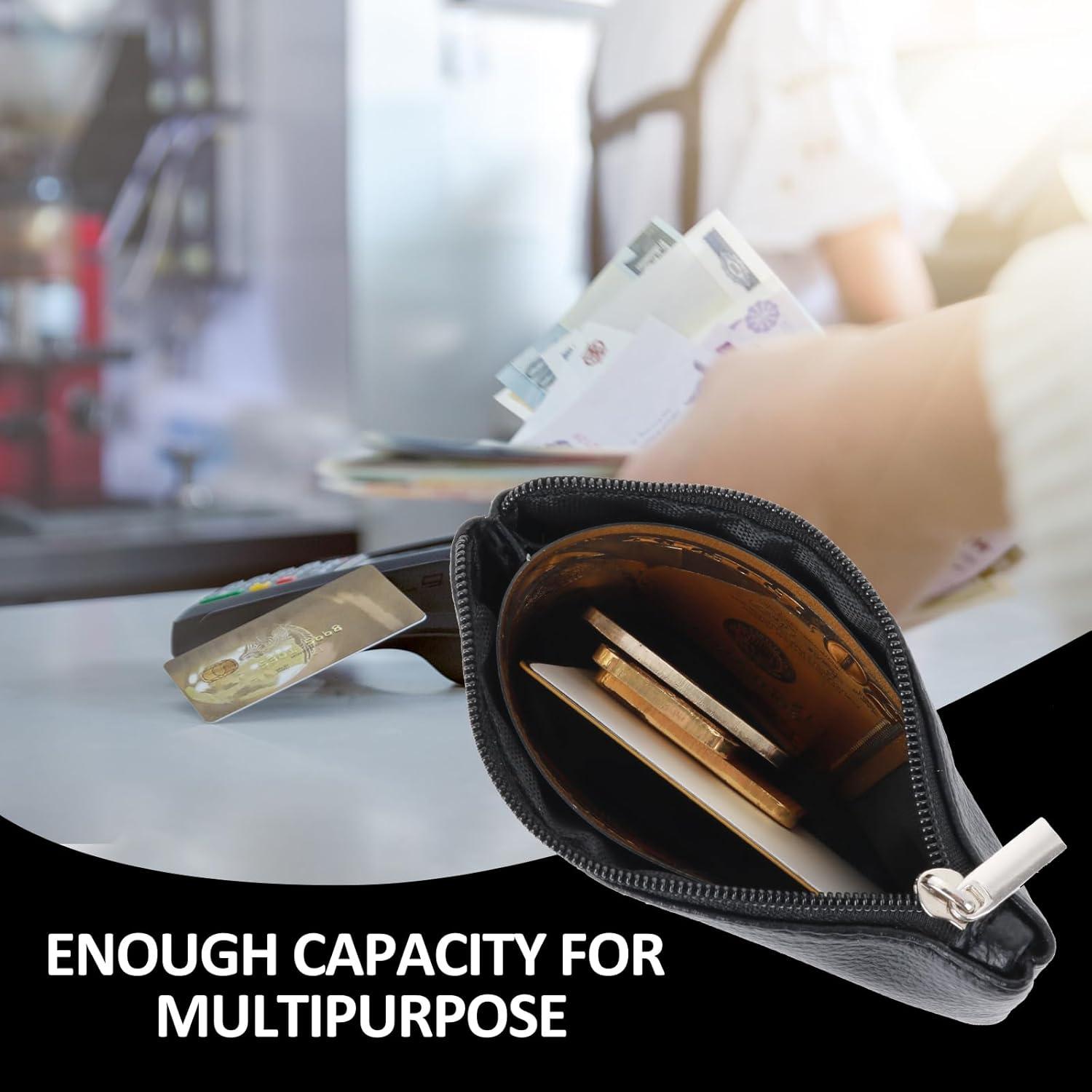 Monedero de Cuero Simarro con Cremallera - Set de 3 Piezas Negro