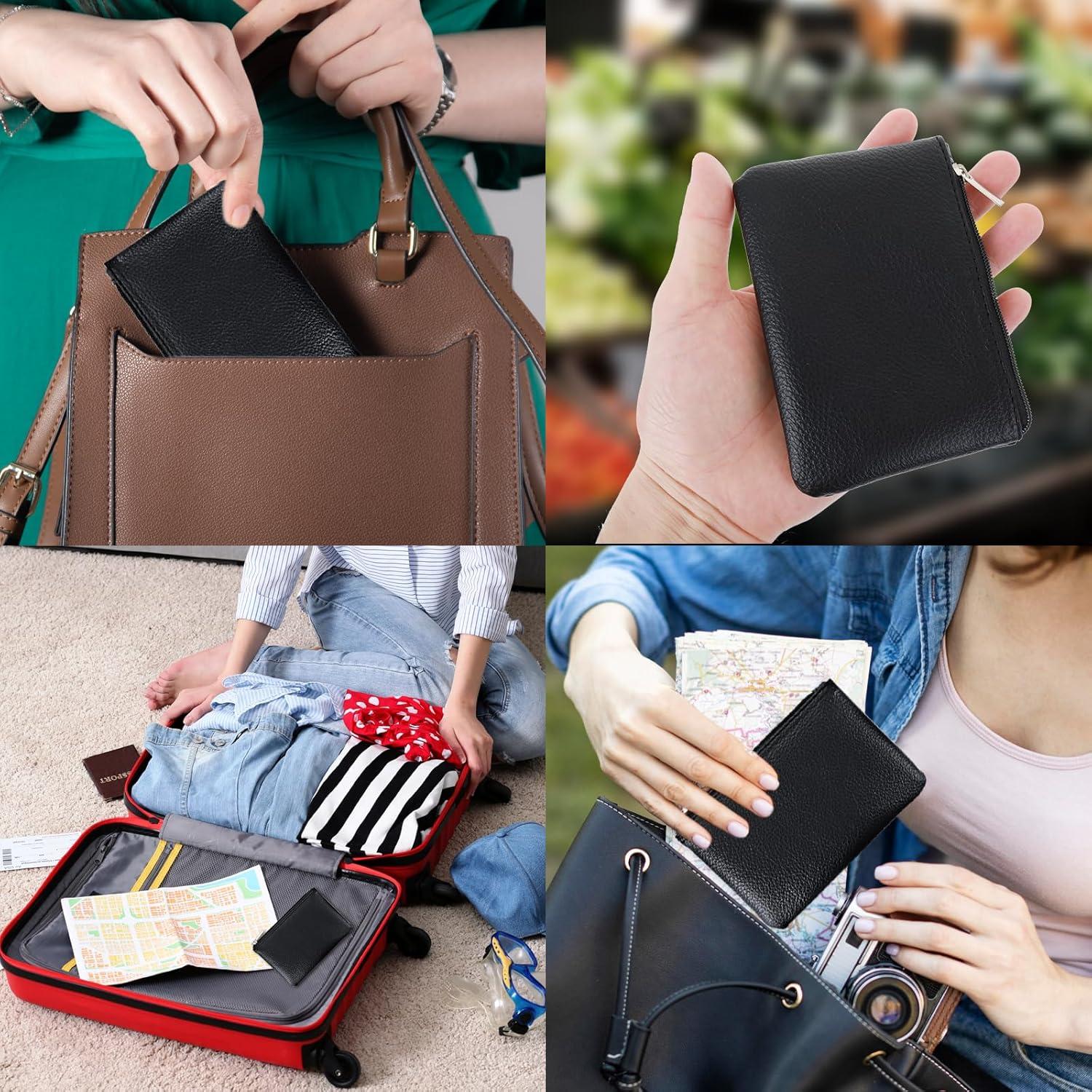 Monedero de Cuero Simarro con Cremallera - Set de 3 Piezas Negro