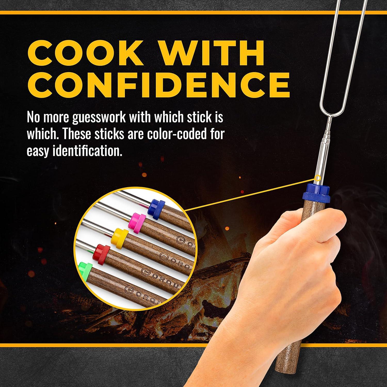 Varas para Asar Malvaviscos CORQUE, 81cm, Set de 5 Multicolor