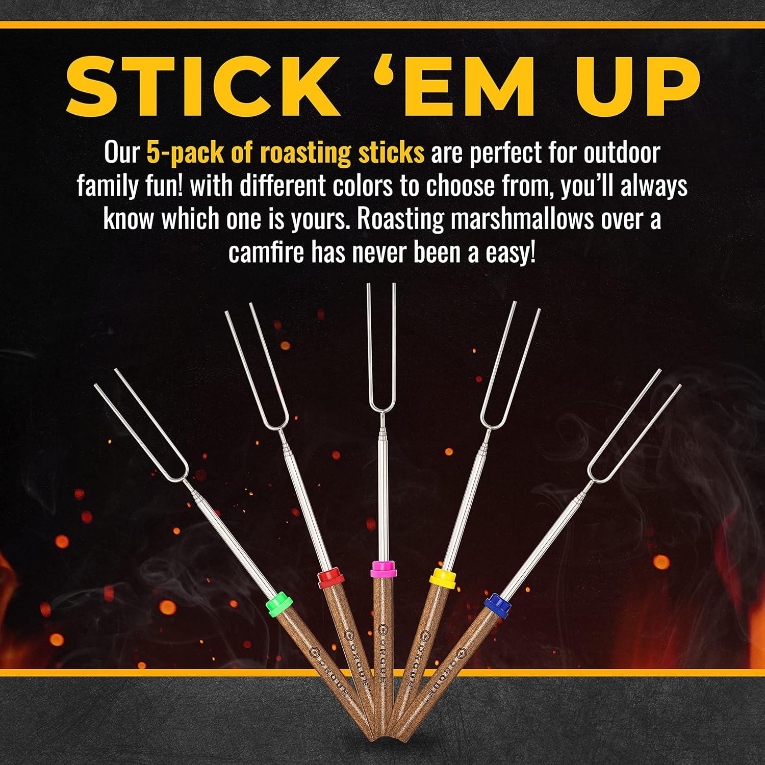 Varas para Asar Malvaviscos CORQUE, 81cm, Set de 5 Multicolor