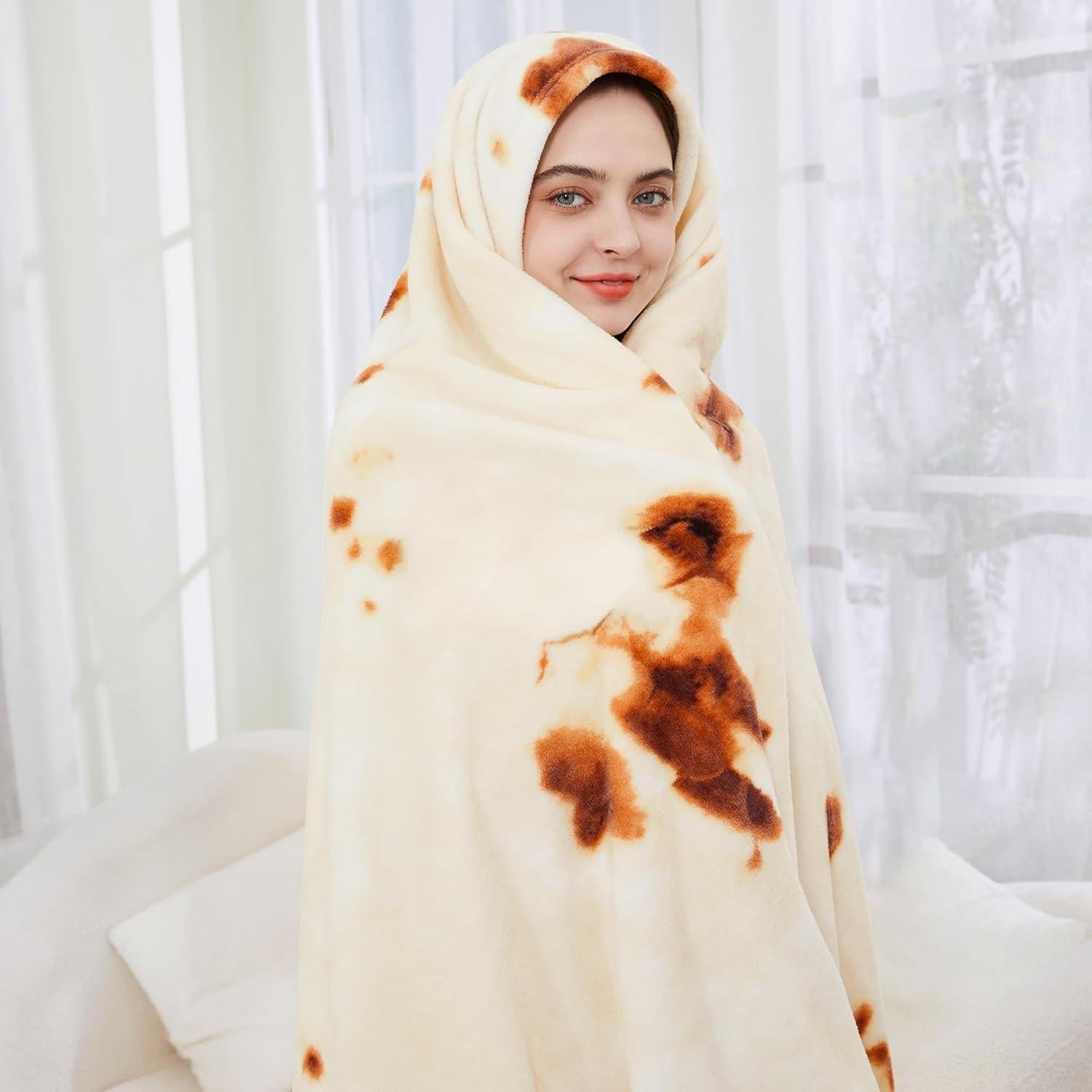 Manta Tortilla Admitrack Beige 119 cm, Franela Suave y Divertida