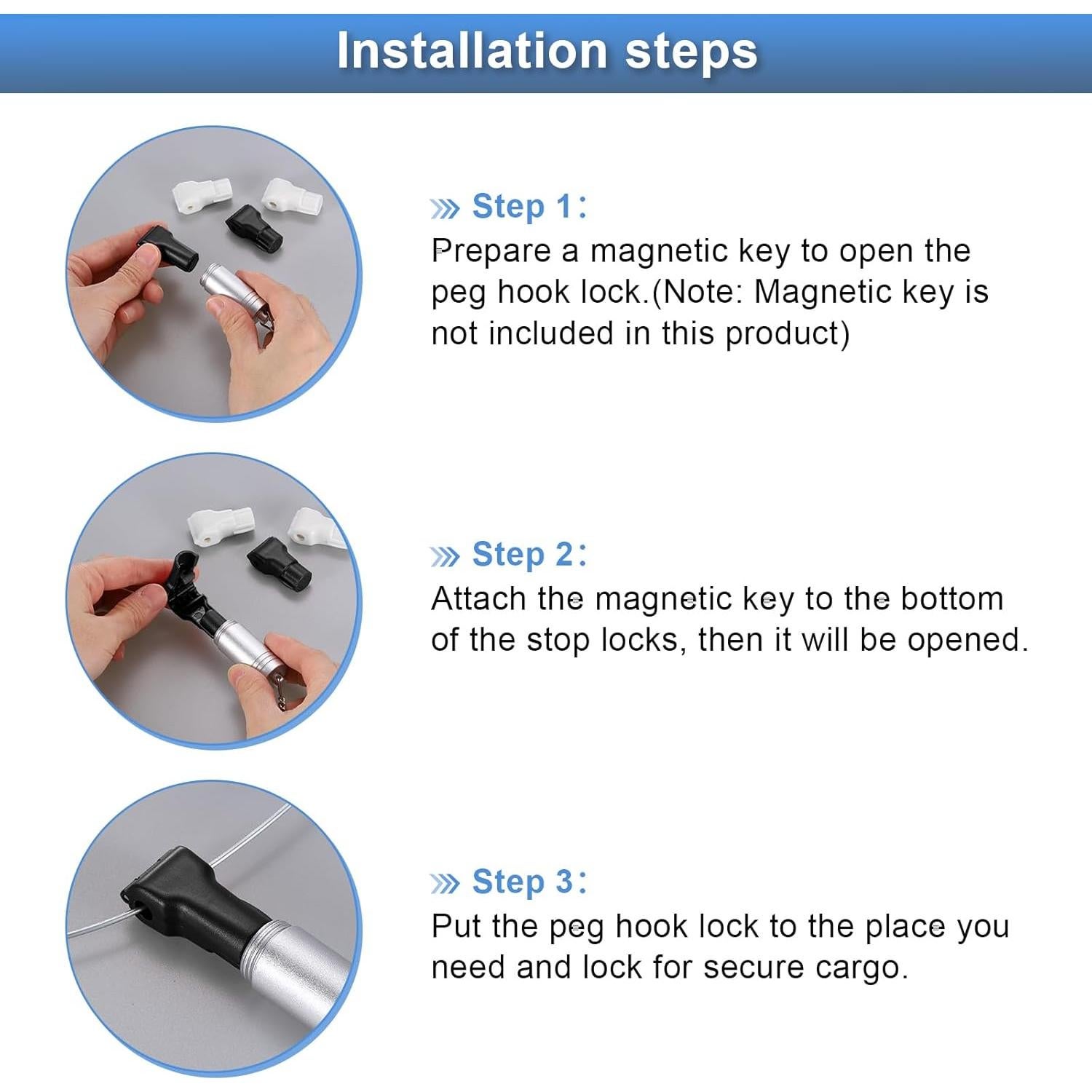 Bloqueos de Ganchos de Exhibición uxcell 50pcs 4mm ABS Negro