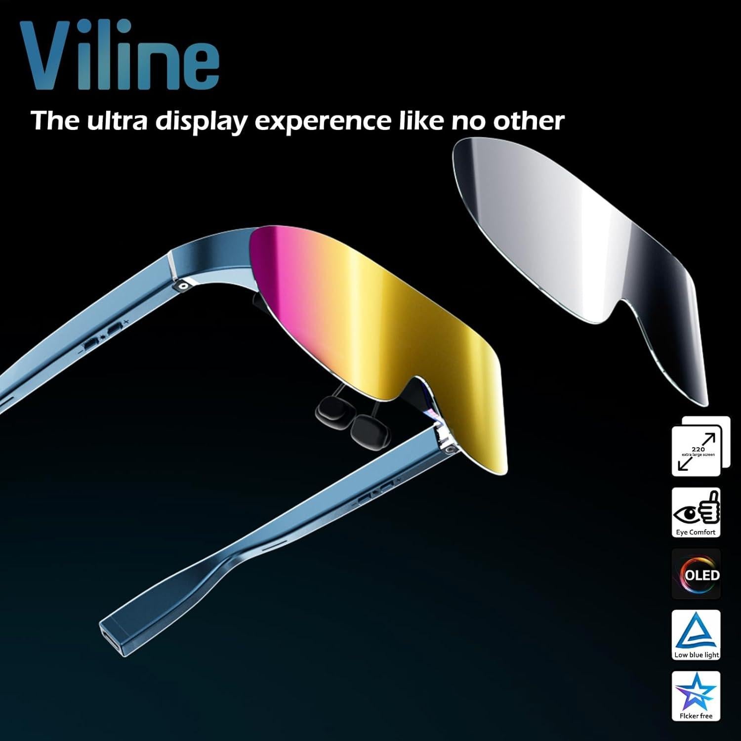 Gafas Inteligentes VILINE AR/XR para Juegos y Cine 1800 Brillo