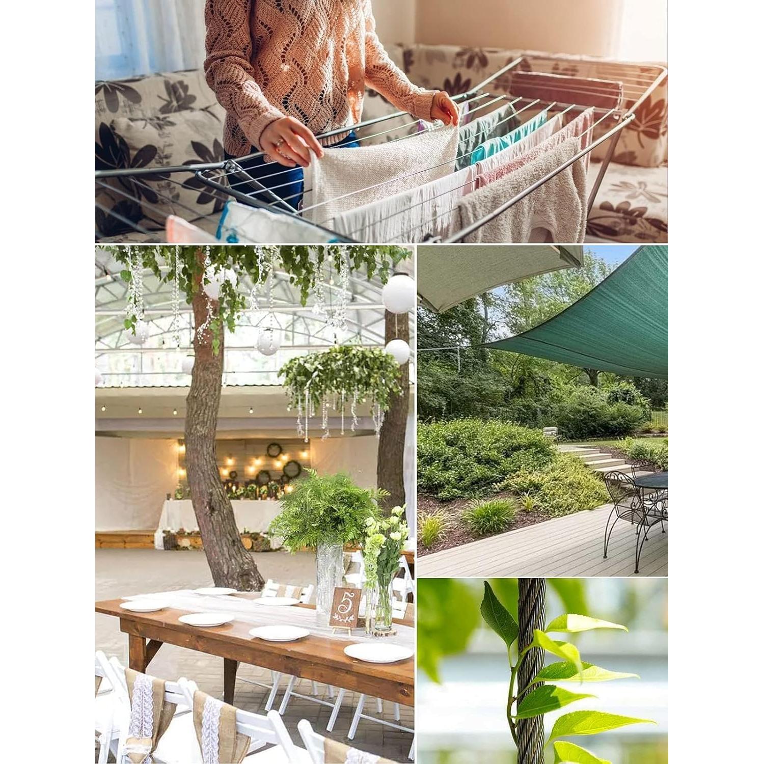 Cable de Acero Inoxidable 1/8" TooTaci 30m con Ojetes y Manguitos