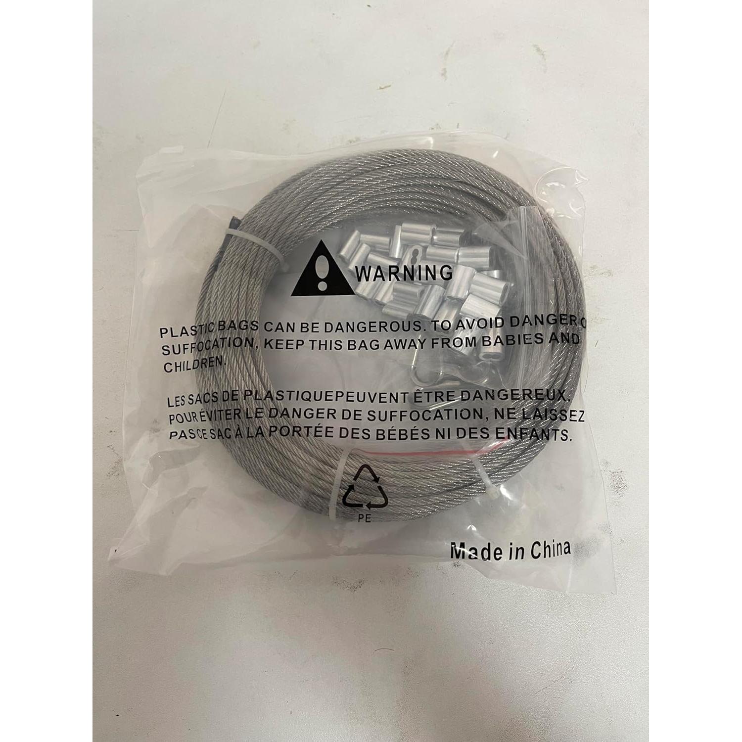 Cable de Acero Inoxidable 1/8" TooTaci 30m con Ojetes y Manguitos