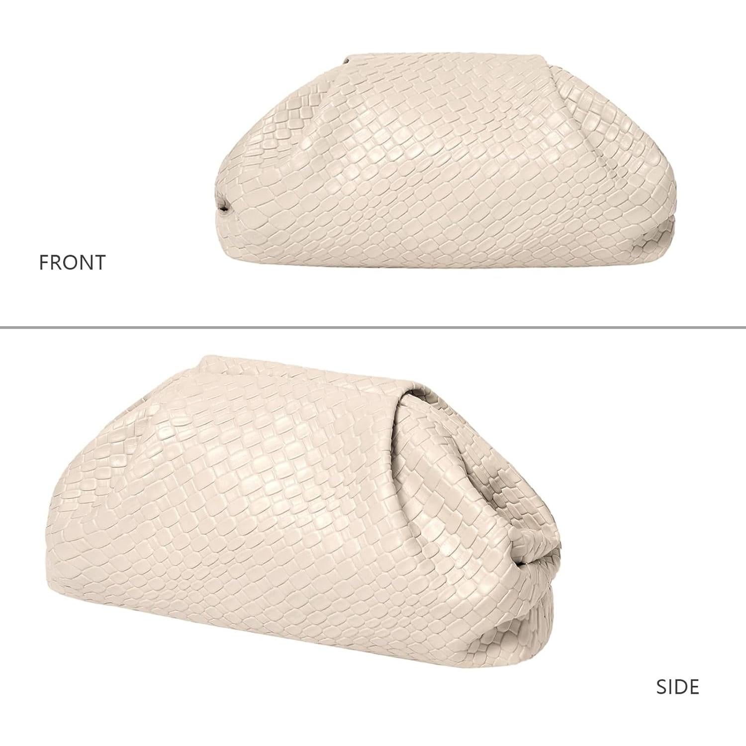 Bolso Clutch Dumpling PHILOMENA de Cuero Vegano Beige 29.5x8x18cm