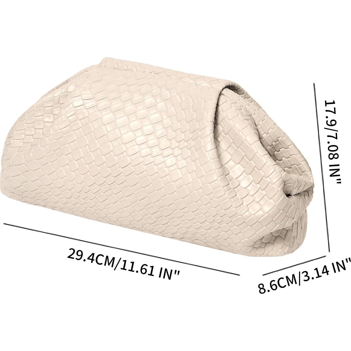 Bolso Clutch Dumpling PHILOMENA de Cuero Vegano Beige 29.5x8x18cm