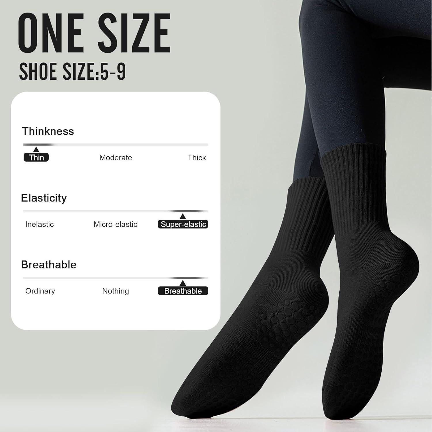 3 Pares de Calcetines Antideslizantes para Yoga Pddstance