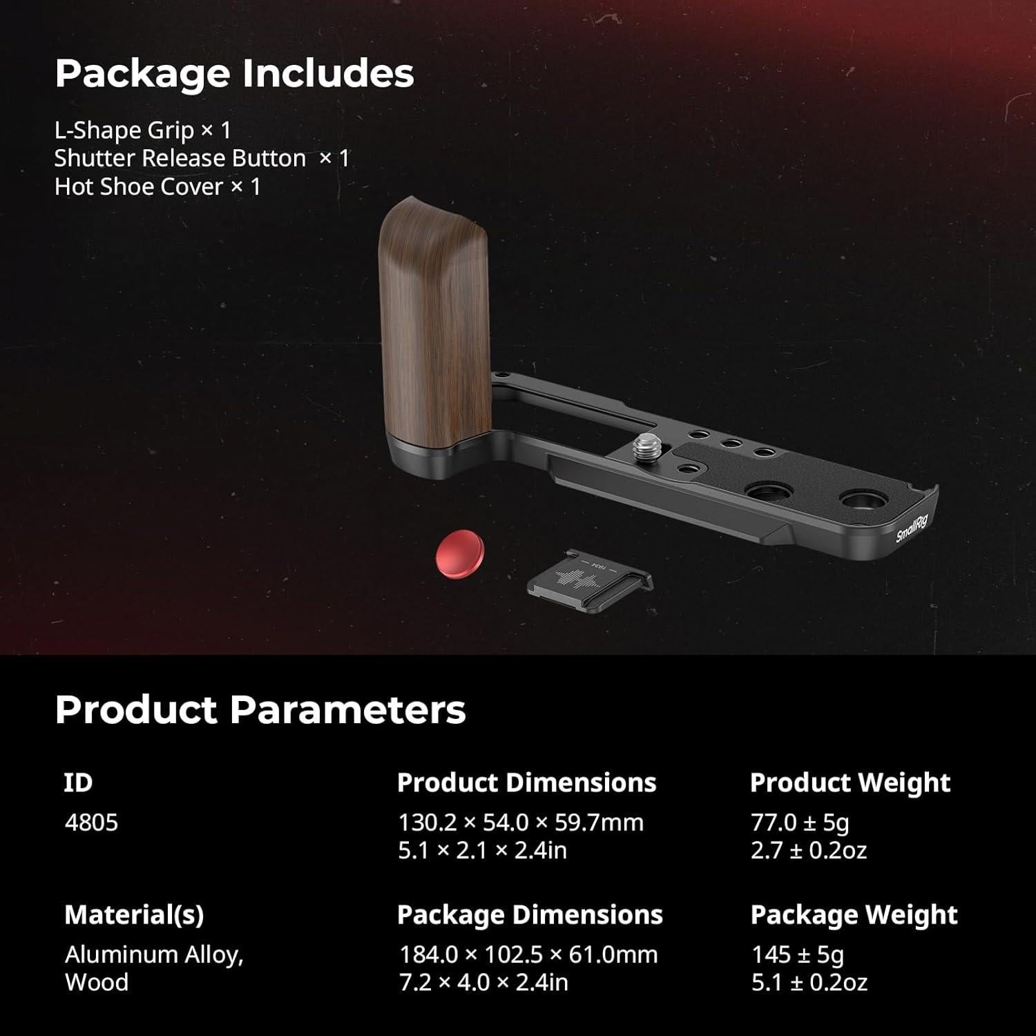Mango en L de Madera SMALLRIG 4805 para FUJIFILM X100VI/X100V