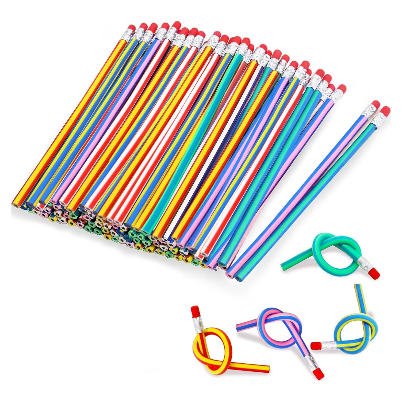 80 Lápices Flexibles Qyyiguf de Colores con Borrador 7"