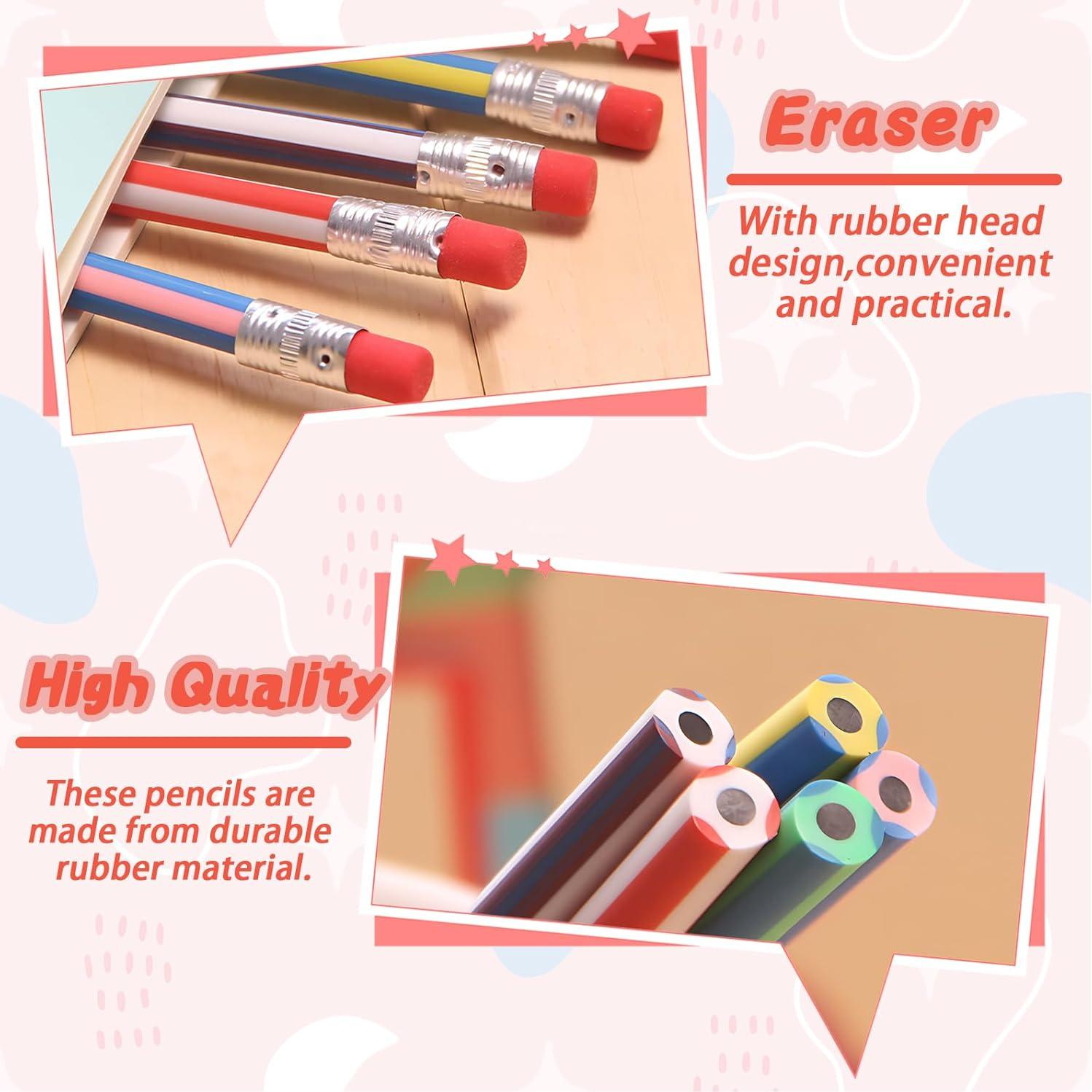 80 Lápices Flexibles Qyyiguf de Colores con Borrador 7"