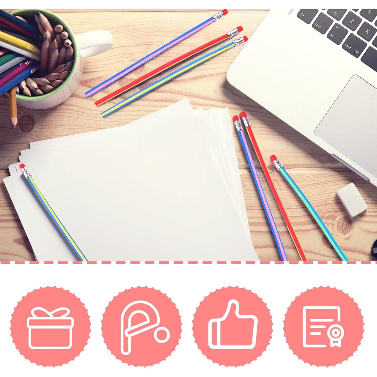 80 Lápices Flexibles Qyyiguf de Colores con Borrador 7"