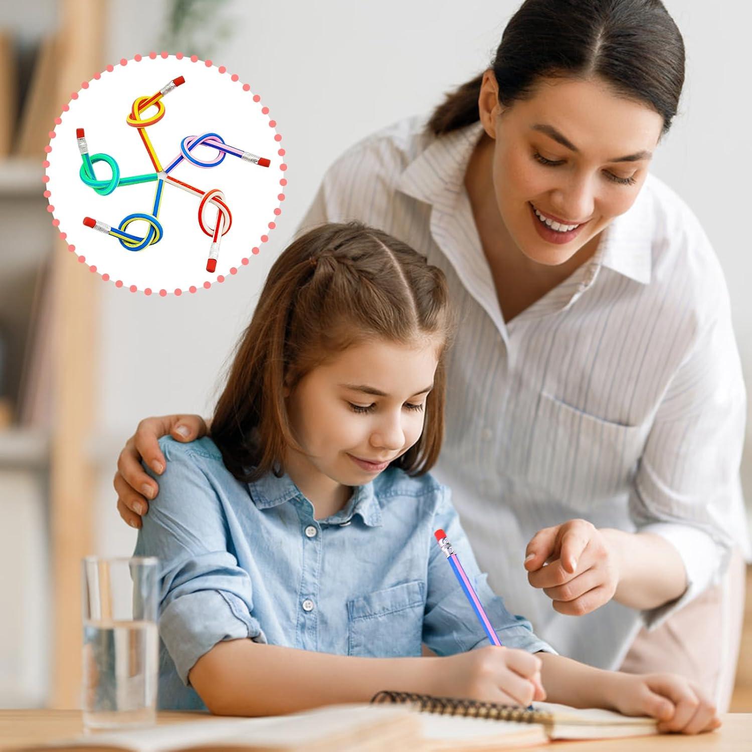 80 Lápices Flexibles Qyyiguf de Colores con Borrador 7"