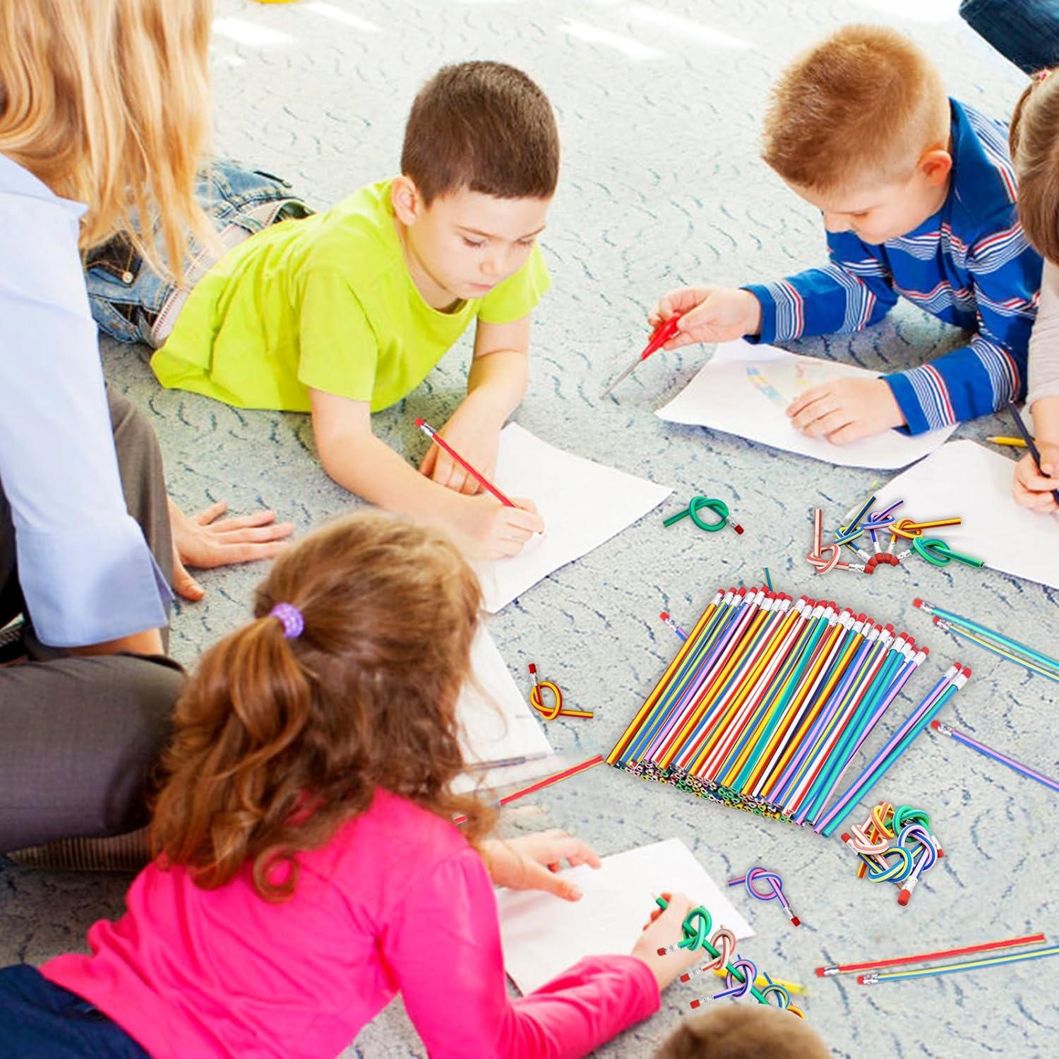 80 Lápices Flexibles Qyyiguf de Colores con Borrador 7"