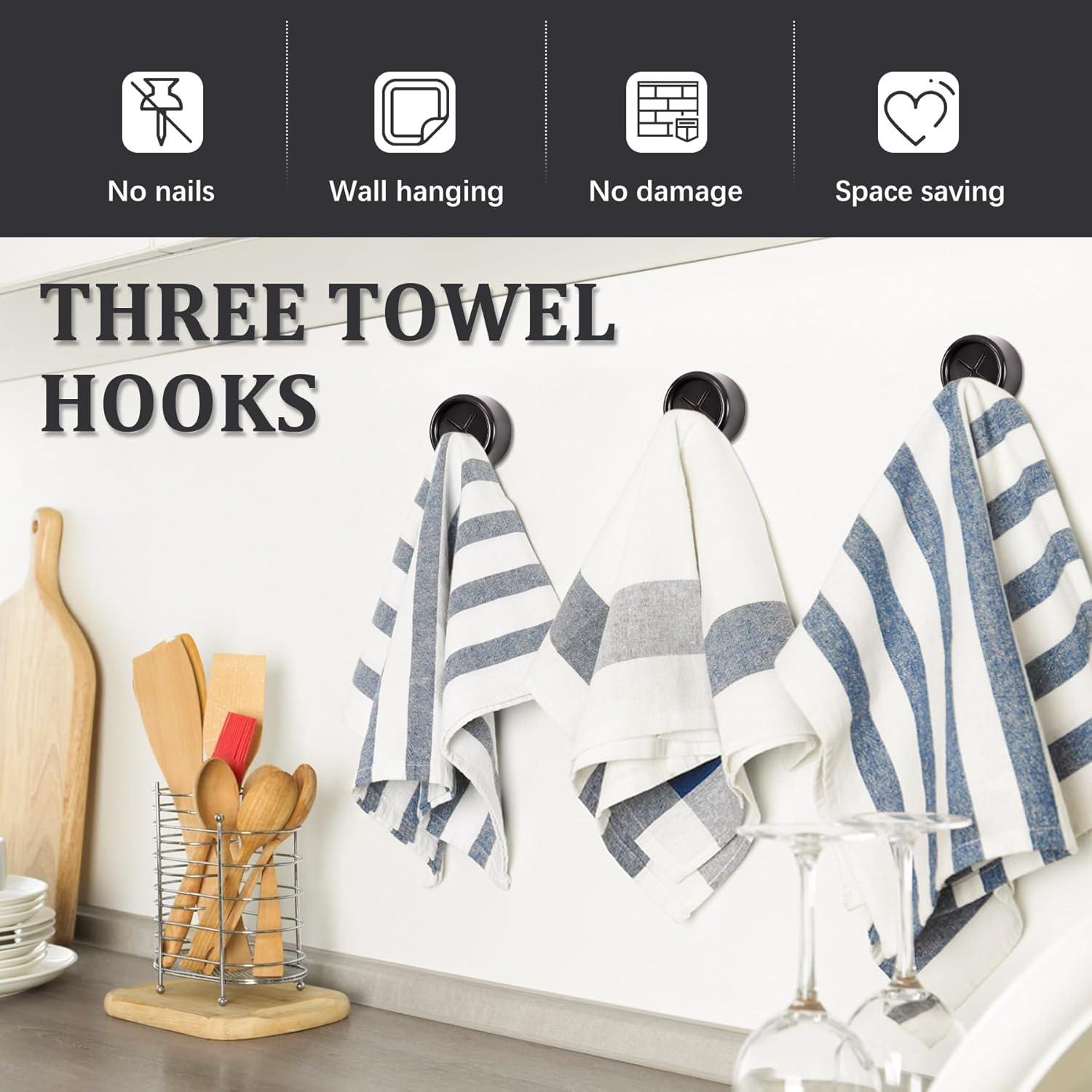 Ganchos Adhesivos para Toallas Philbinden 3 Piezas Negro