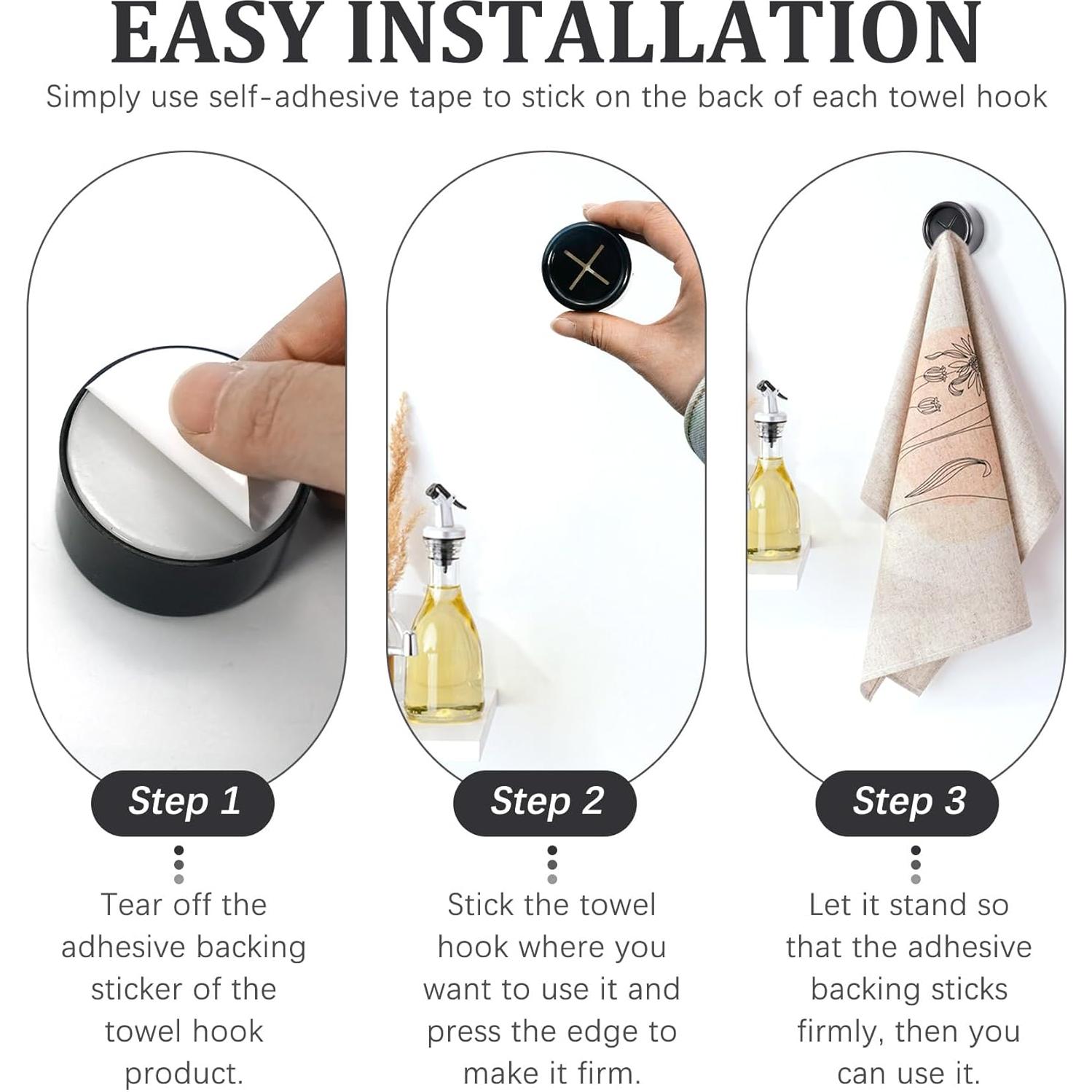 Ganchos Adhesivos para Toallas Philbinden 3 Piezas Negro