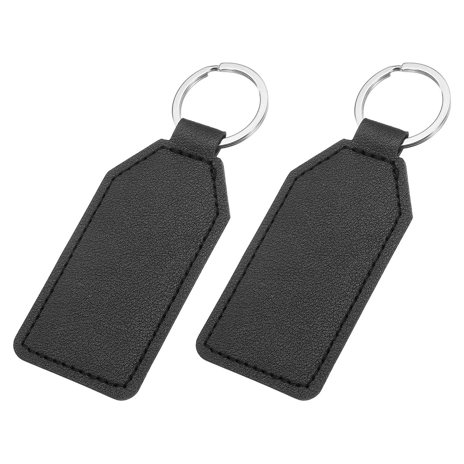 Llaveros de Cuero PU uxcell 2 Piezas para Grabado DIY 4.6x9cm