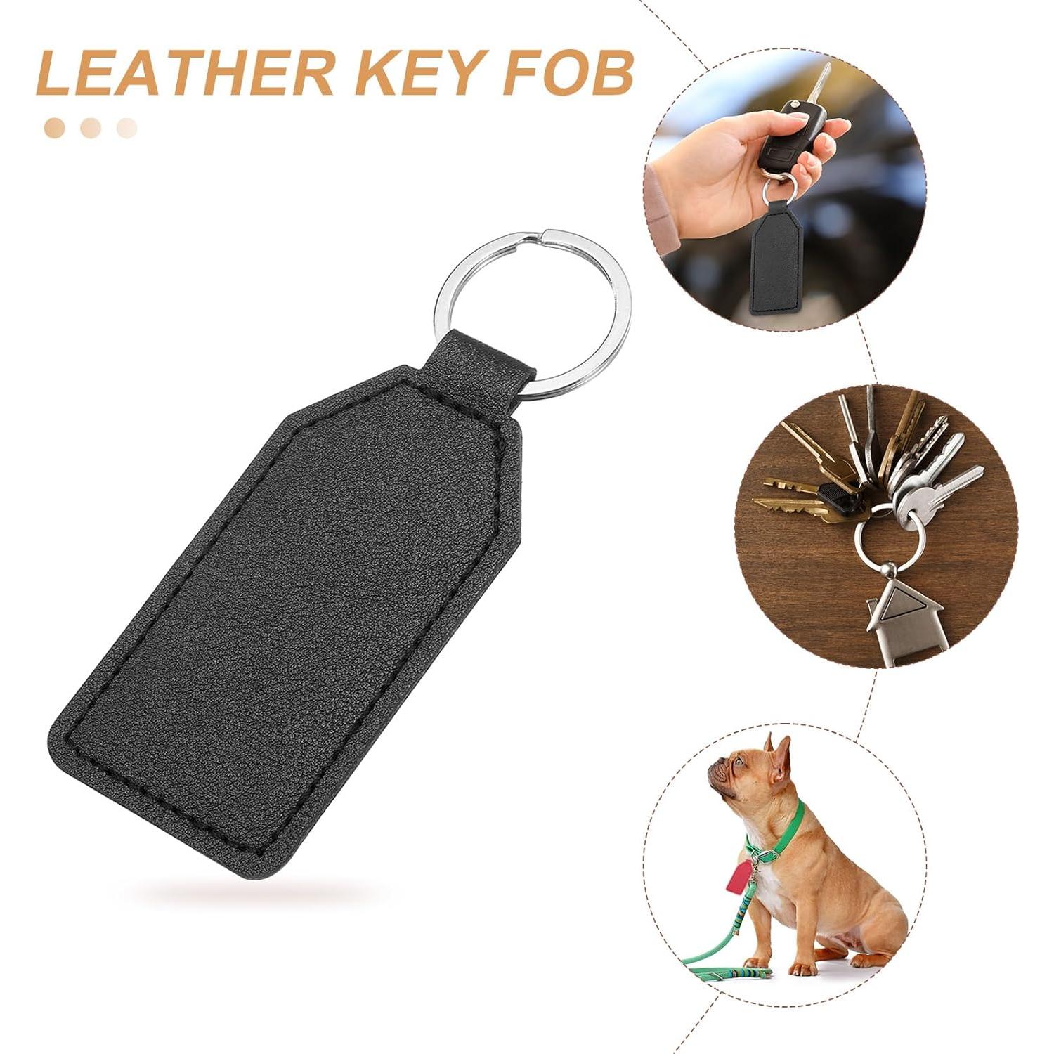 Llaveros de Cuero PU uxcell 2 Piezas para Grabado DIY 4.6x9cm