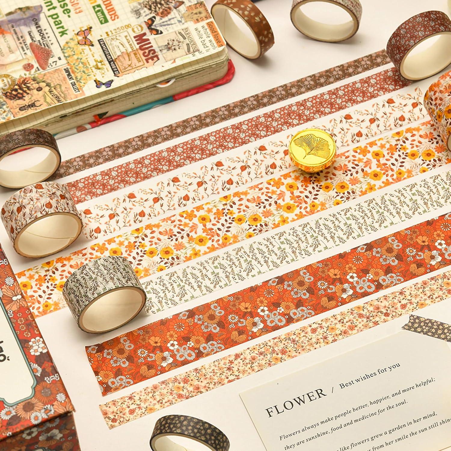 Juego de 12 Rollos de Cinta Washi Floral Songdao 2m 10-30mm