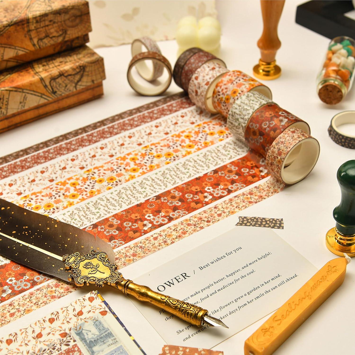 Juego de 12 Rollos de Cinta Washi Floral Songdao 2m 10-30mm