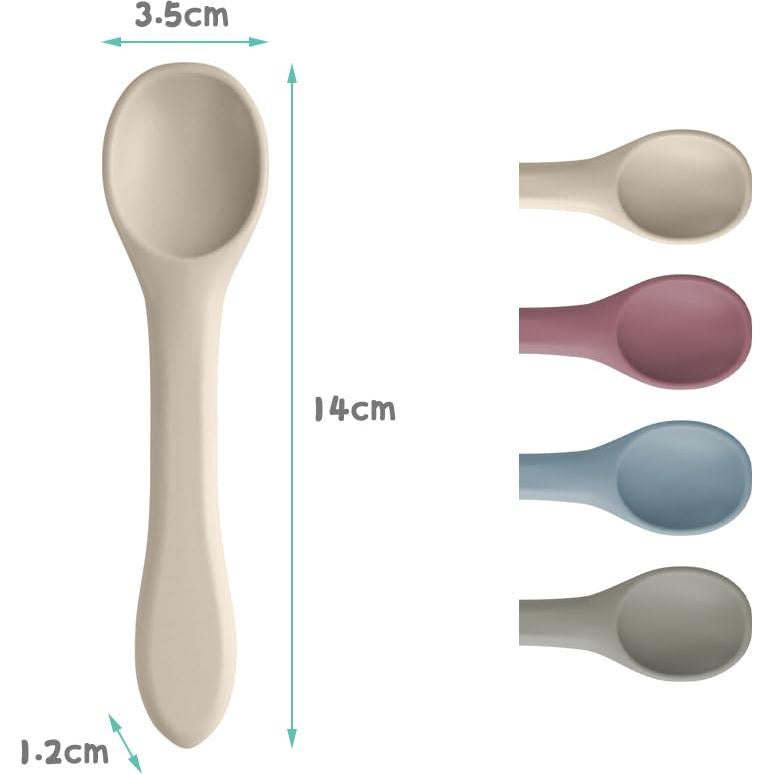 Cucharas de Silicona para Bebés Vicloon - 4 PCS, 14 cm, Apto Lavavajillas