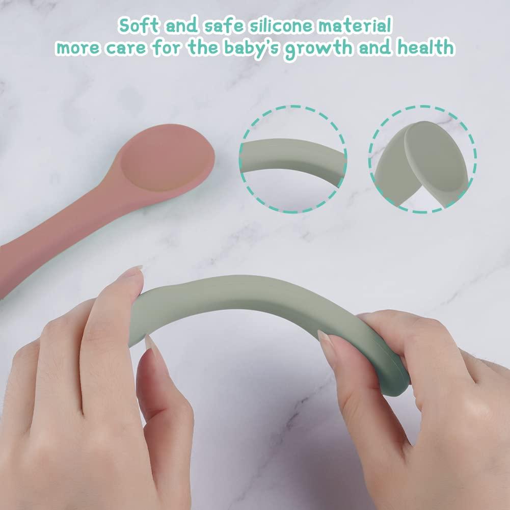Cucharas de Silicona para Bebés Vicloon - 4 PCS, 14 cm, Apto Lavavajillas
