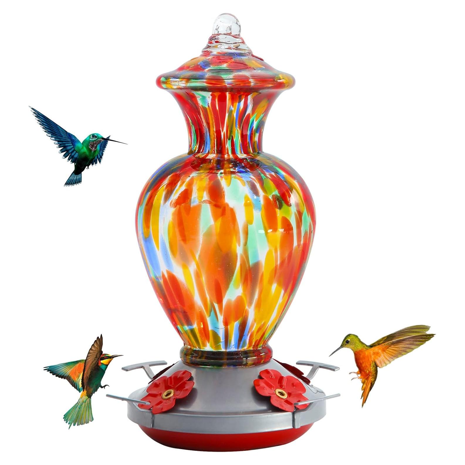 Alimentador de Colibríes Birdkiss de Vidrio 828ml Arcoíris