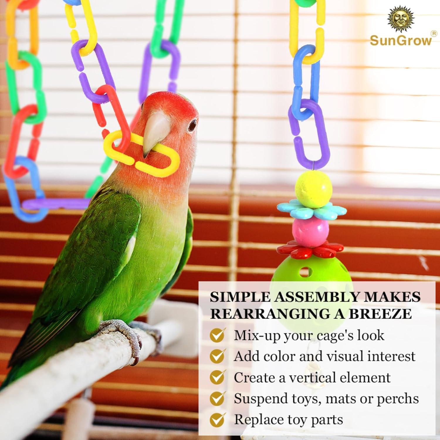 Enlaces de Cadena Plástica SunGrow 100 Pcs para Aves y Mascotas