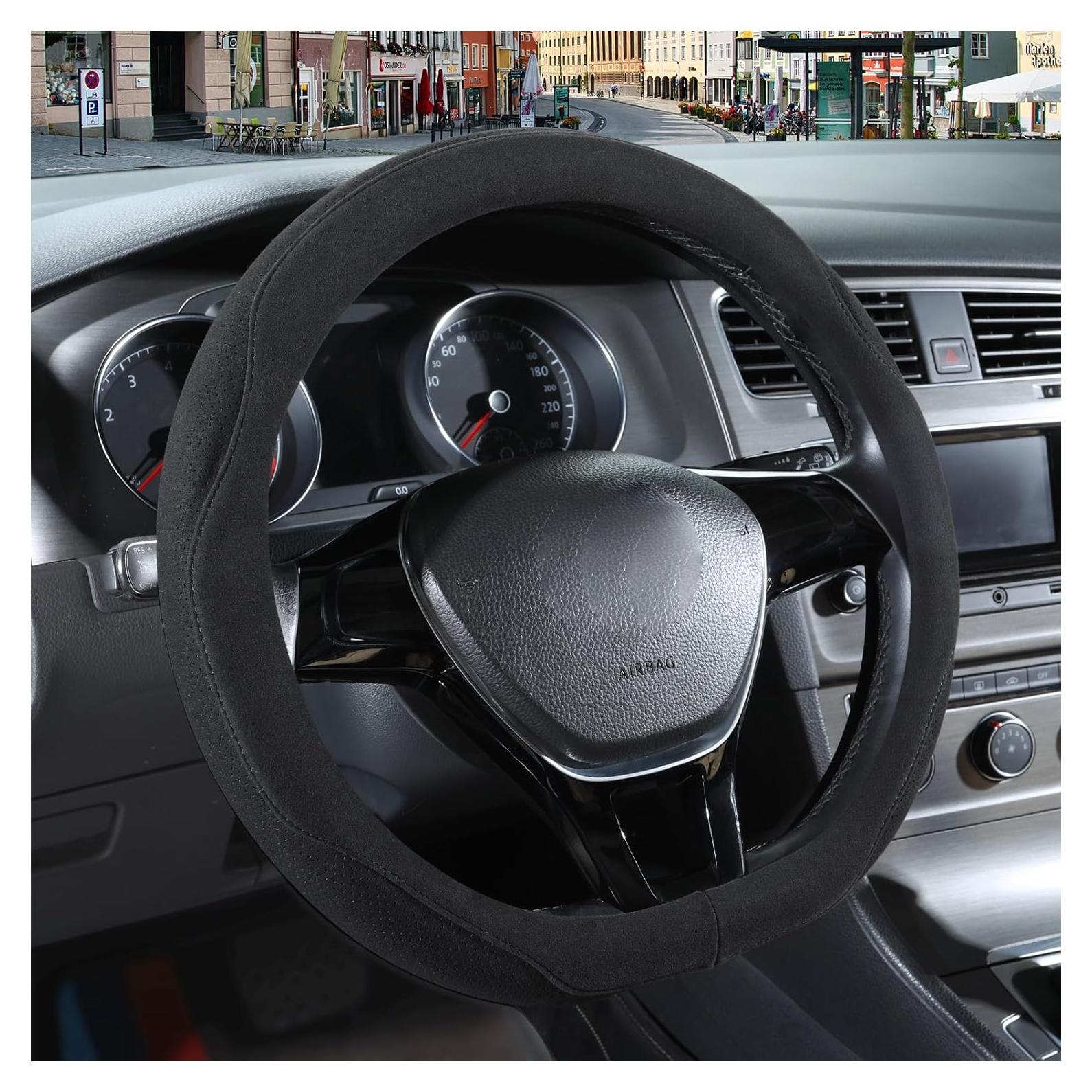 Cubierta de Volante Suede Binsheo 14" Antideslizante Transpirable