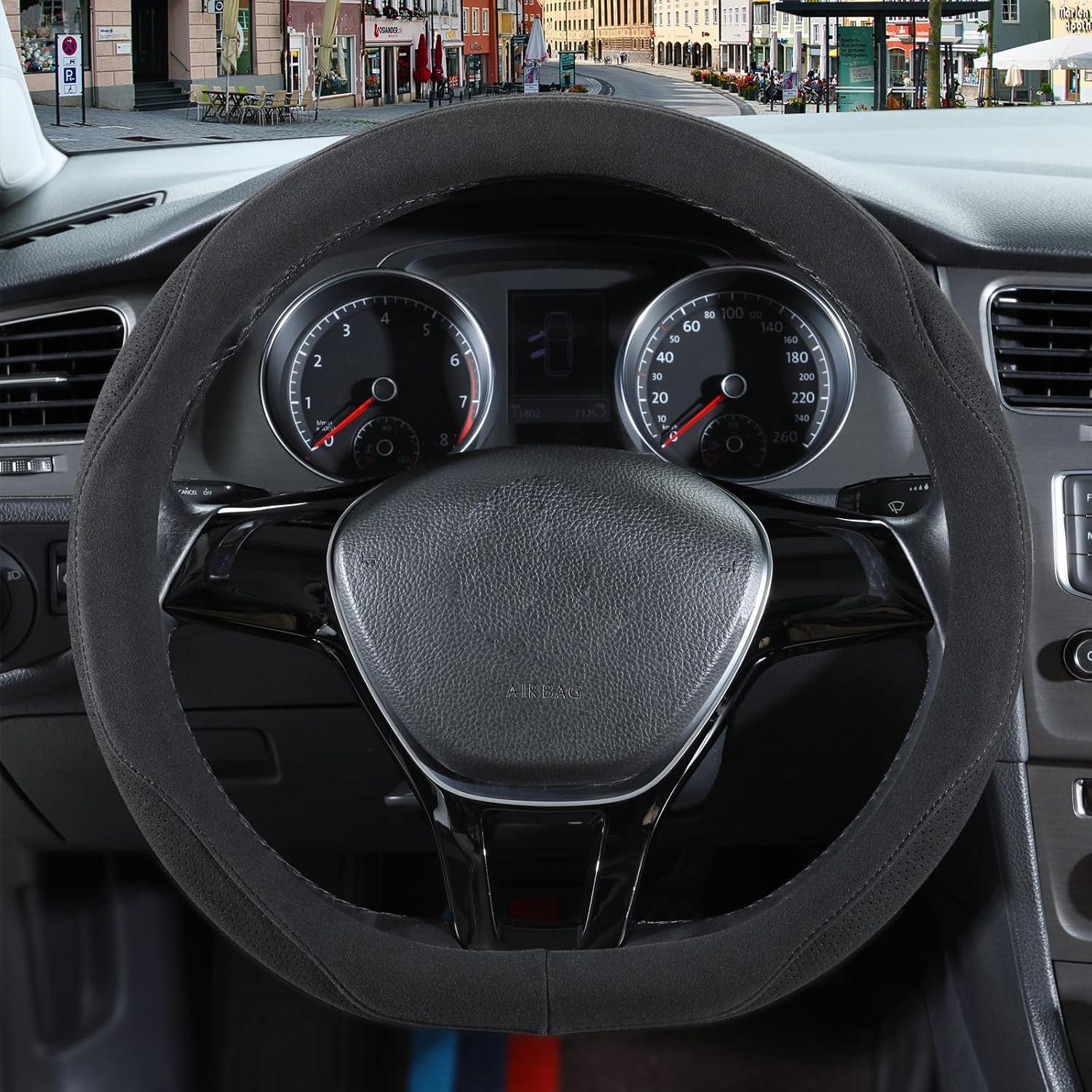 Cubierta de Volante Suede Binsheo 14" Antideslizante Transpirable