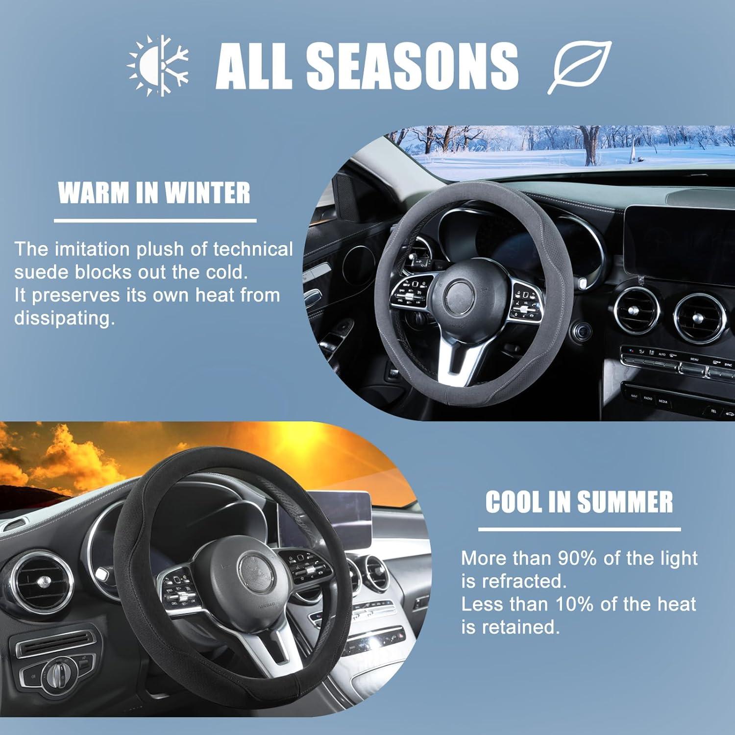 Cubierta de Volante Suede Binsheo 14" Antideslizante Transpirable